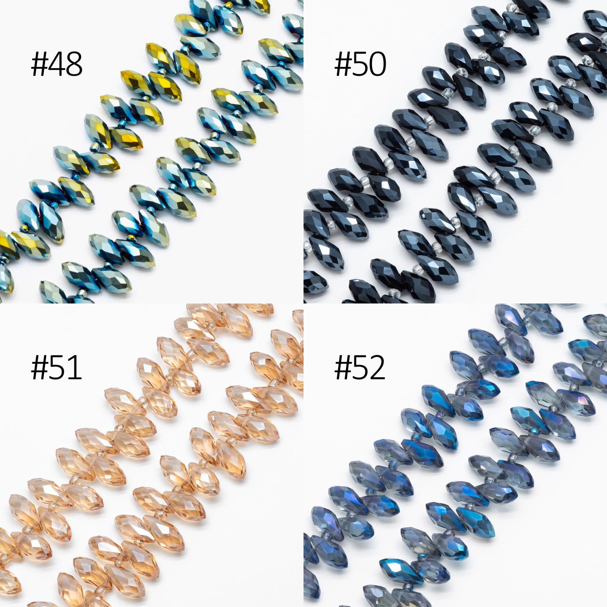 Crystal Faceted Teardrop, Glass Briolette beads 6x12mm , (HS-06)/ 95 beads