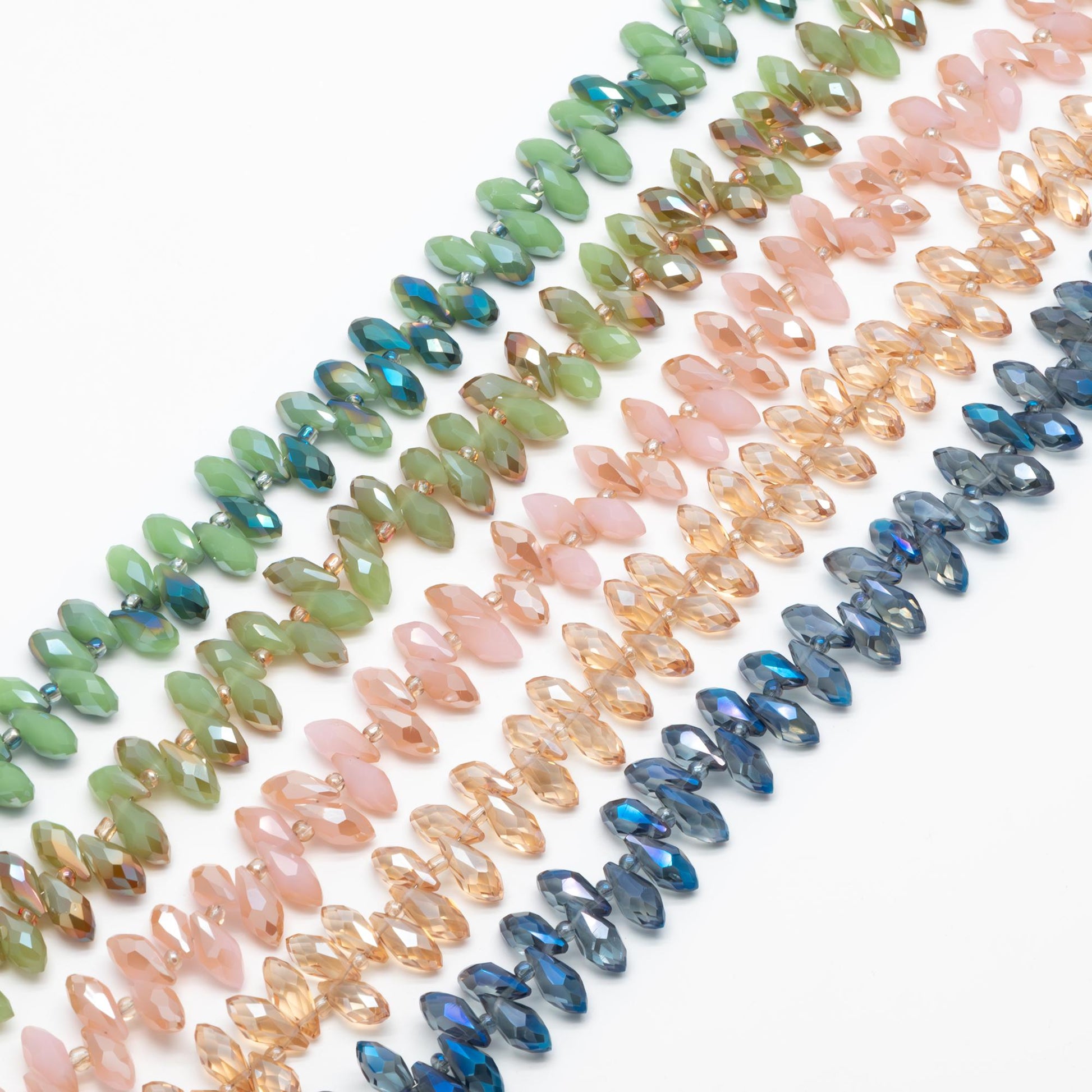 Crystal Faceted Teardrop, Glass Briolette beads 6x12mm , (HS-06)/ 95 beads