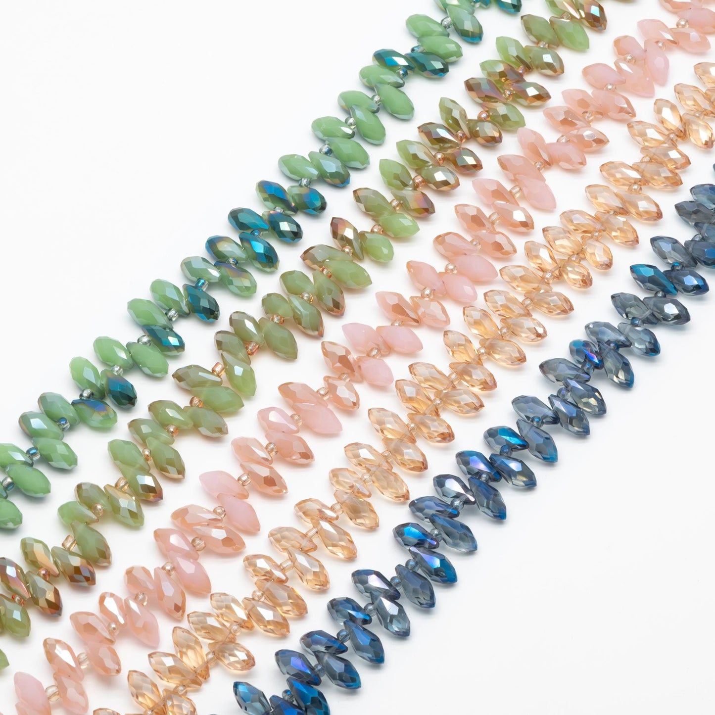 Crystal Faceted Teardrop, Glass Briolette beads 6x12mm , (HS-06)/ 95 beads