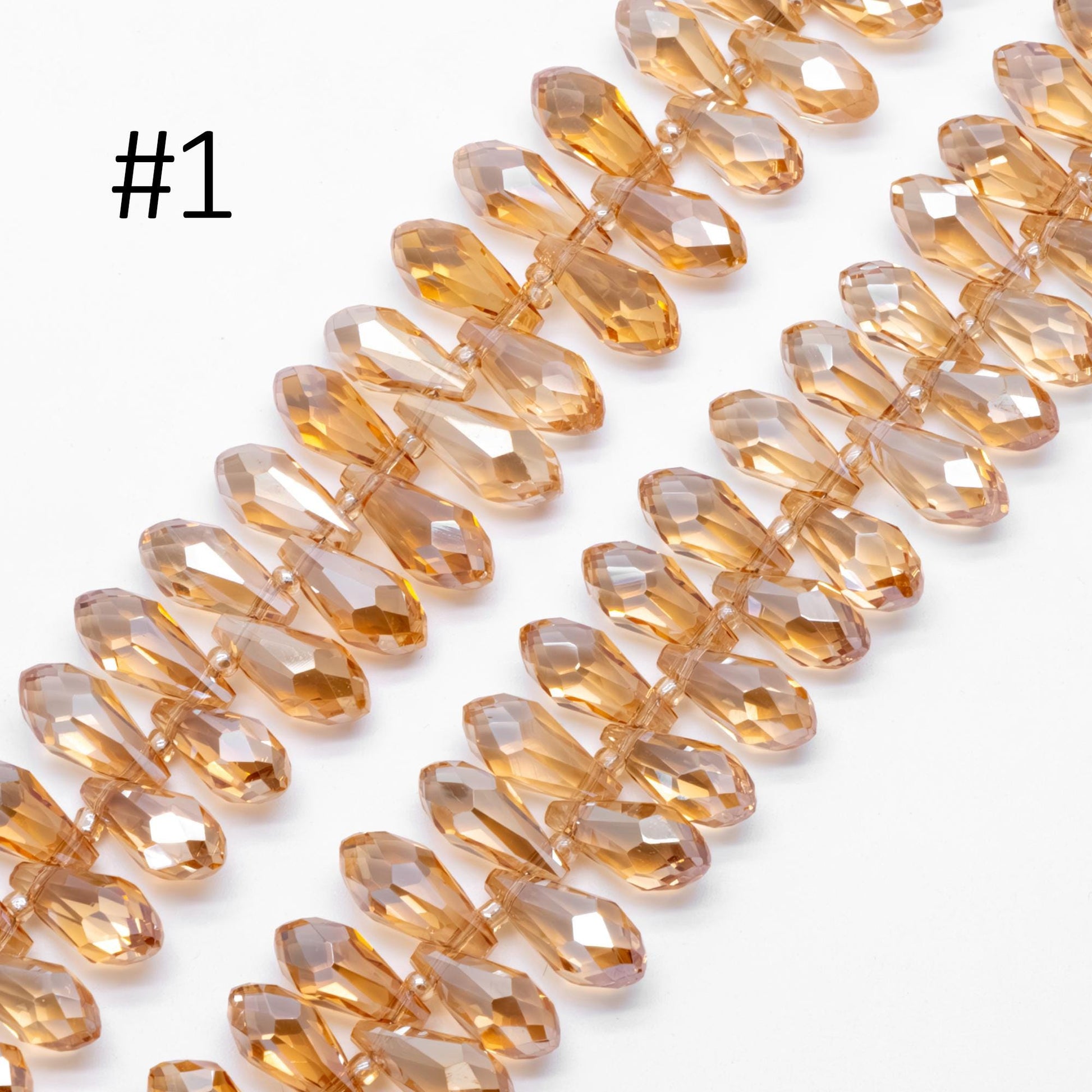 95 beads- Sparkly Crystal Teardrop Beads: Faceted Glass Drops for Jewelry Making 17x8mm, (HS-16)