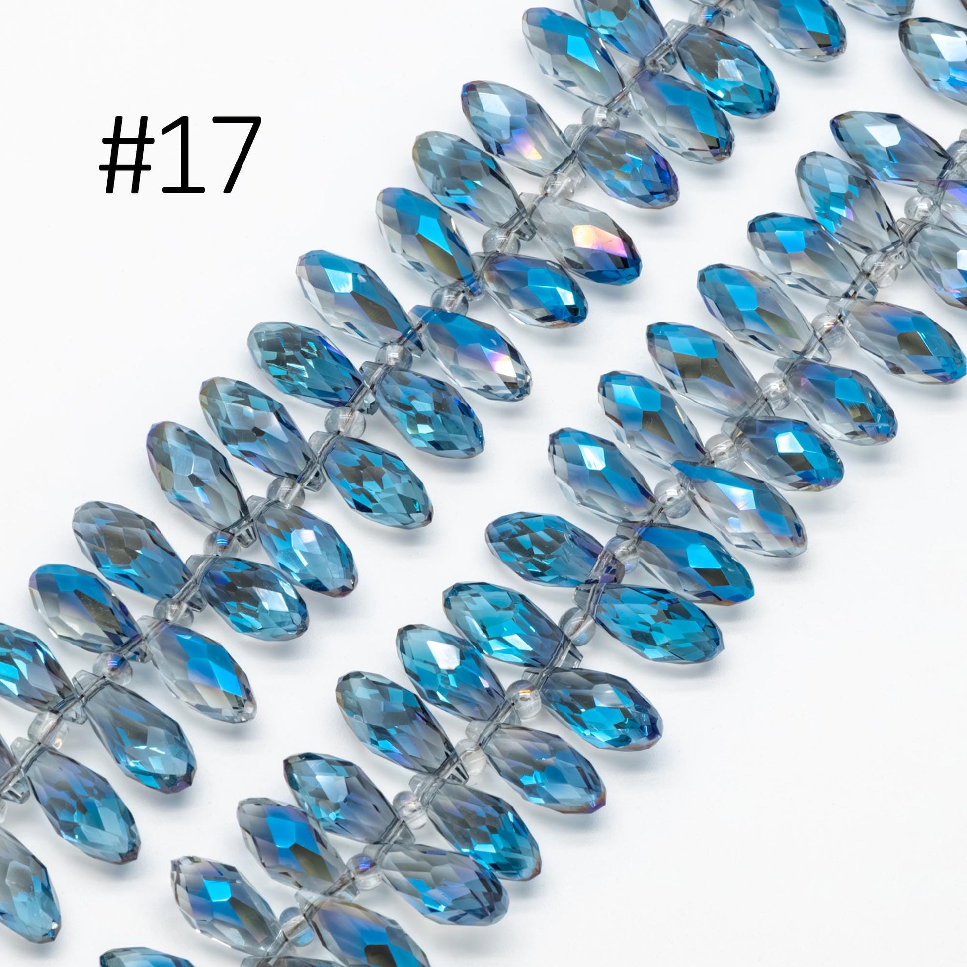 95 beads- Sparkly Crystal Teardrop Beads: Faceted Glass Drops for Jewelry Making 17x8mm, (HS-16)