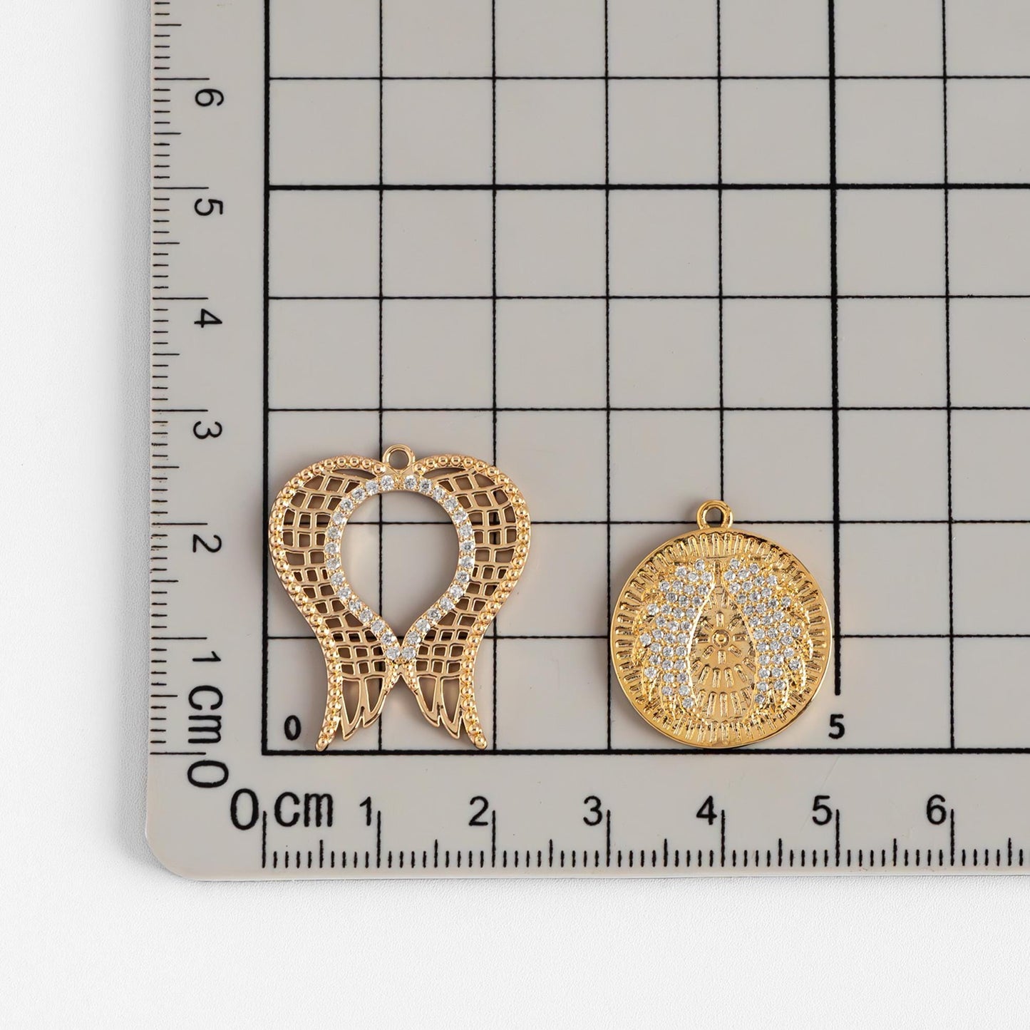 4pcs CZ Pave Gold Angel Wing Charm, Gold plated Brass, Dainty Wing Pendants (GB-2087)