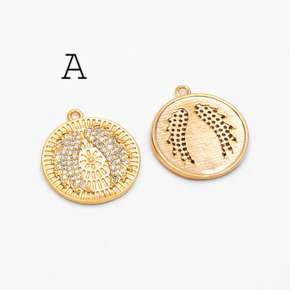 4pcs CZ Pave Gold Angel Wing Charm, Gold plated Brass, Dainty Wing Pendants (GB-2087)