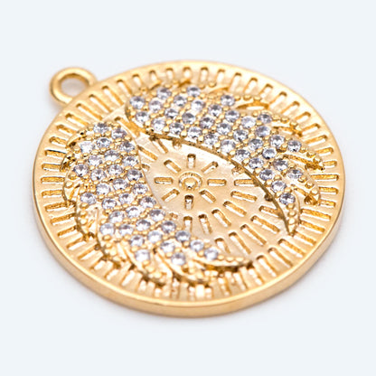 4pcs CZ Pave Gold Angel Wing Charm, Gold plated Brass, Dainty Wing Pendants (GB-2087)