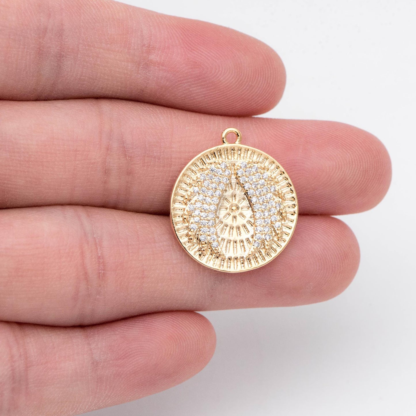 4pcs CZ Pave Gold Angel Wing Charm, Gold plated Brass, Dainty Wing Pendants (GB-2087)