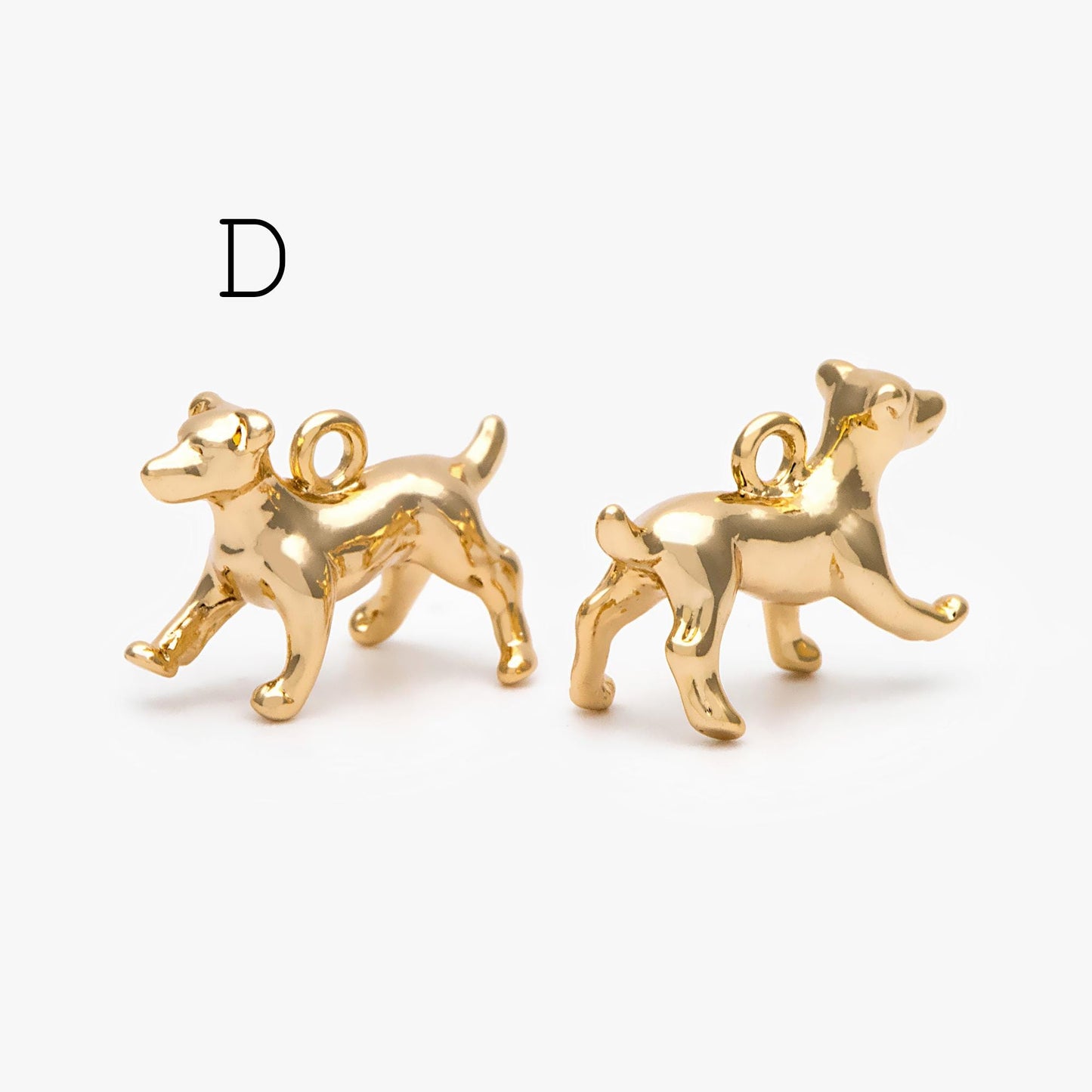 10pcs Gold/ Silver 3D Dog Charm, Gold/ Rhodium plated Brass, Jewelry Making, Diy Material, Jewelry Supplies (GB-2668)