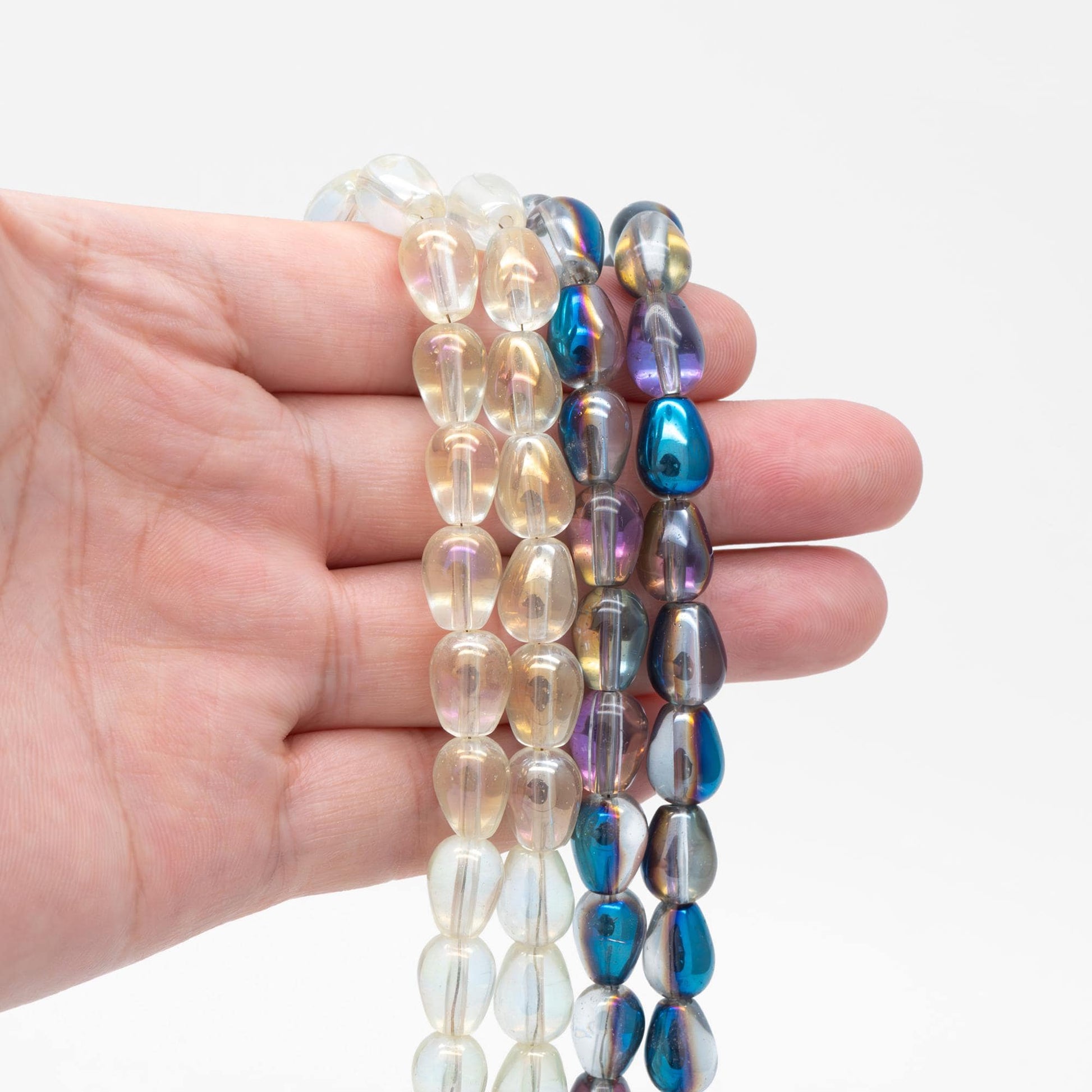 Smooth Teardrop Glass beads 11x8mm, Sparkly Multi Colors, Top Drilled (GM-024)/ 70 beads