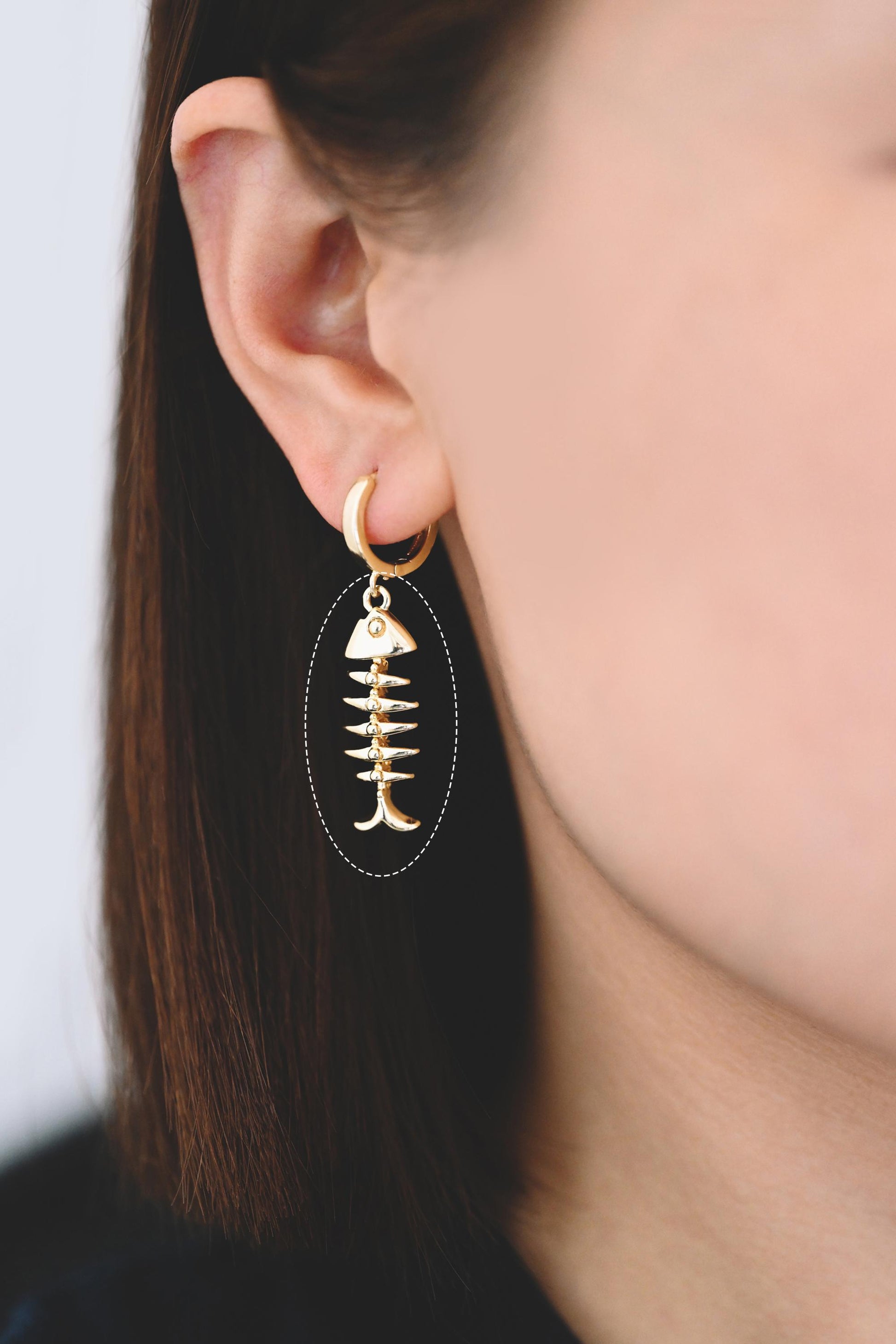 4pcs Gold/ Silver Tone Fishbone Charm, Gold/ Rhodium Plated Brass Fishbone Pendant, Skeleton Pendant (GB-2936)