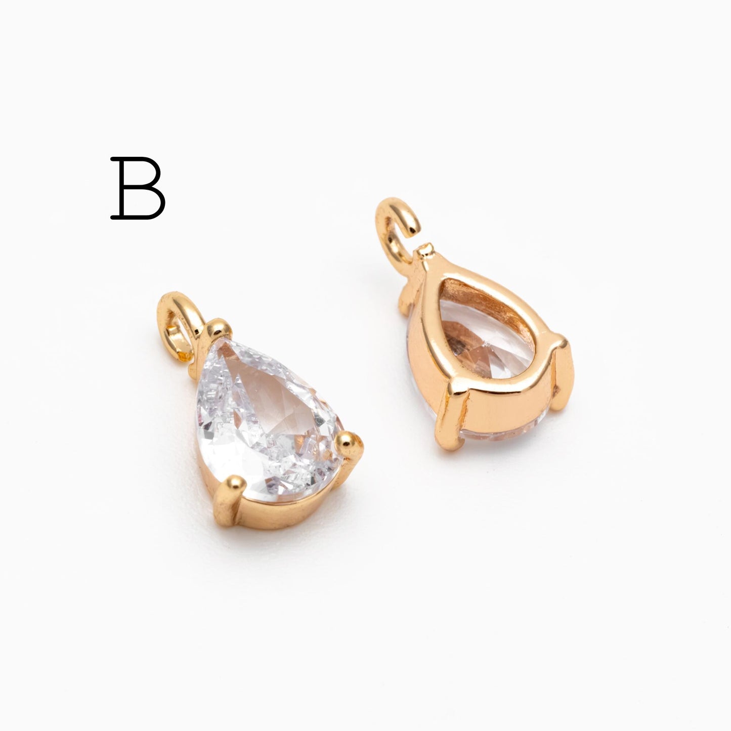 10pcs CZ pave Gold/ Silver Tone Star/ Teardrop/ Rectangle/ Rhombus Charms, Gold Plated Brass Geometric Pendants (GB-1151)