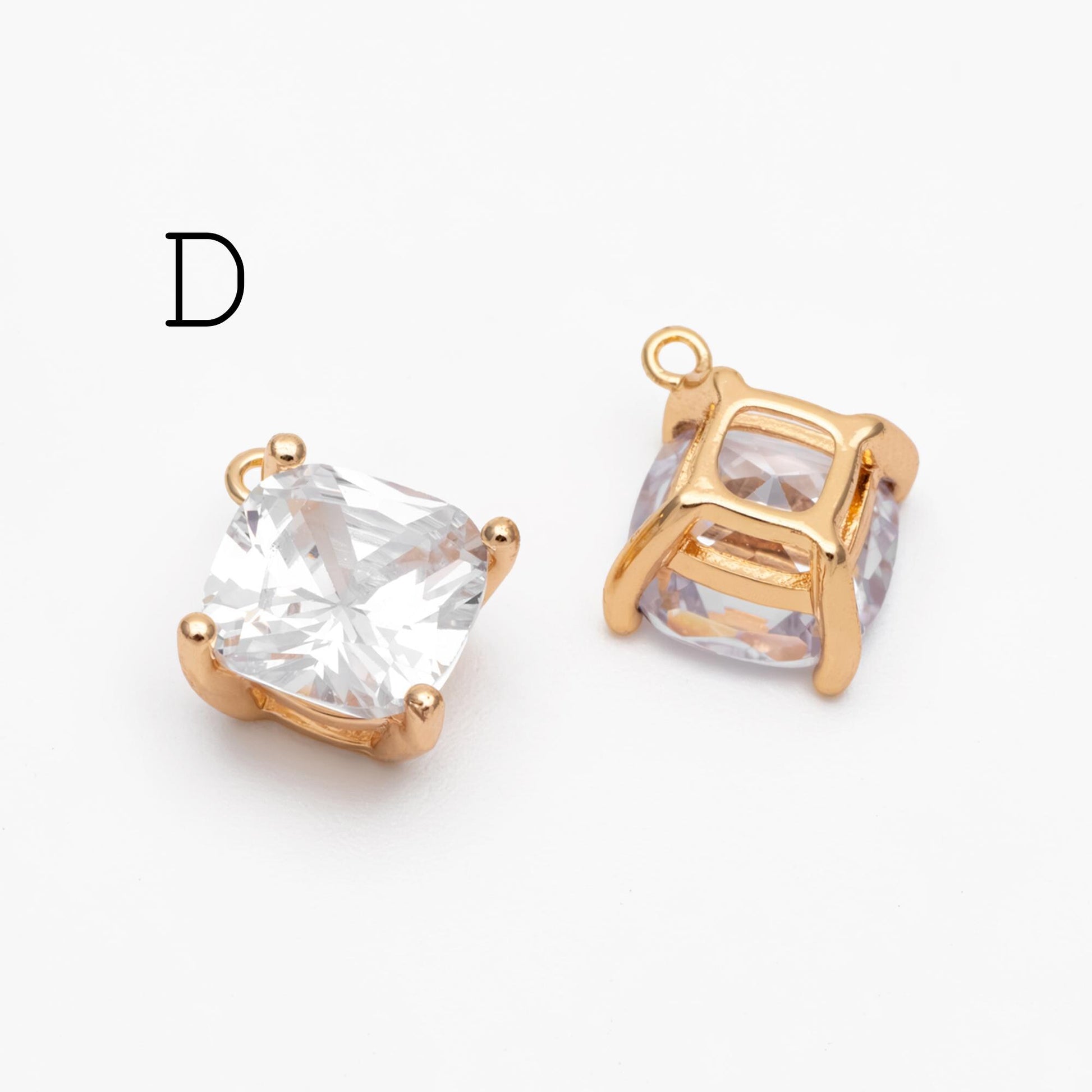 10pcs CZ pave Gold/ Silver Tone Star/ Teardrop/ Rectangle/ Rhombus Charms, Gold Plated Brass Geometric Pendants (GB-1151)