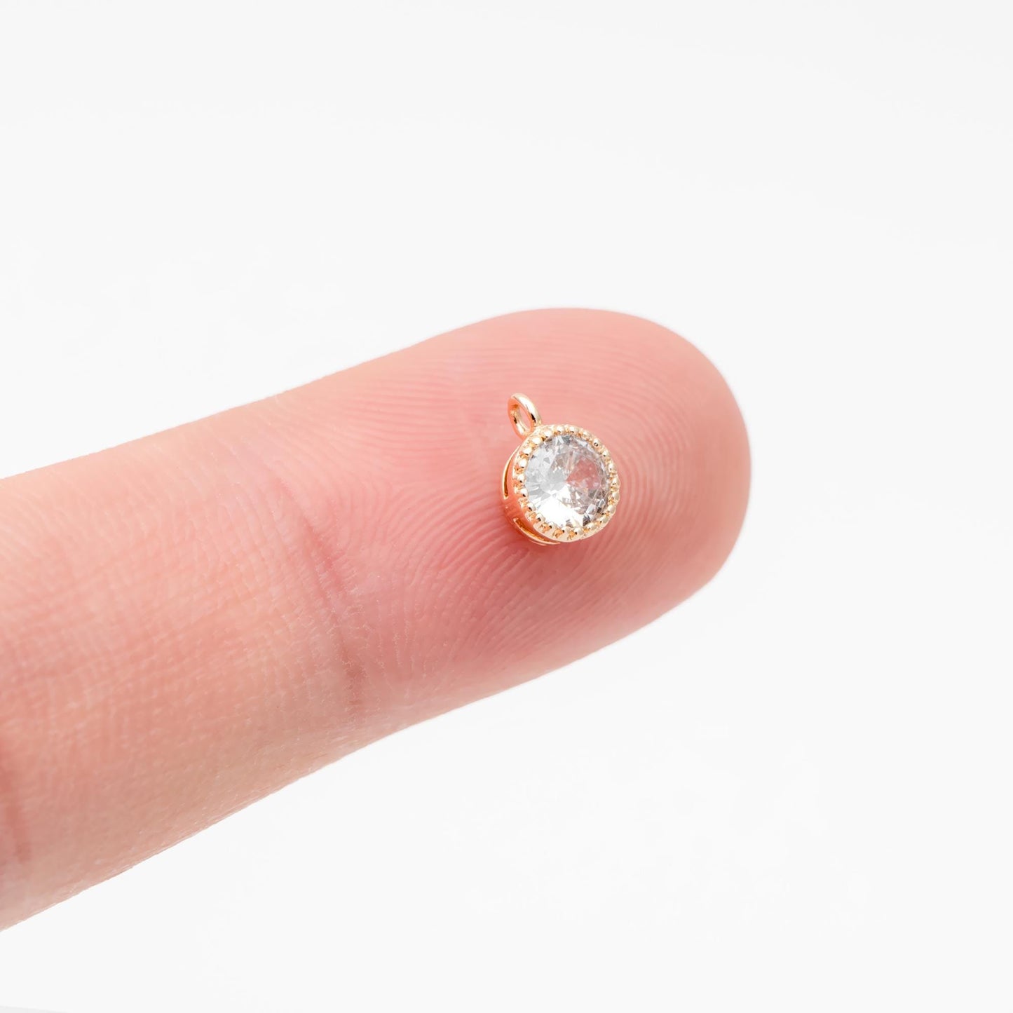 10pcs CZ pave Gold Round/ Rhombus Charms, 18K Gold plated Brass, Geometric Connectors (GB-2850)