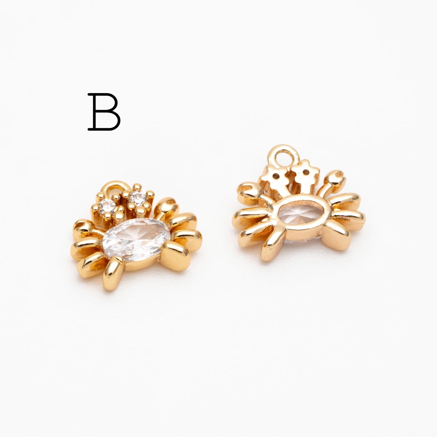 4pcs CZ Pave Gold/ Silver Tiny Marine Animal Charm, Gold/ Rhodium plated Brass Ocean Charm, Earring Charm, Beach Jewelry (GB-3781)