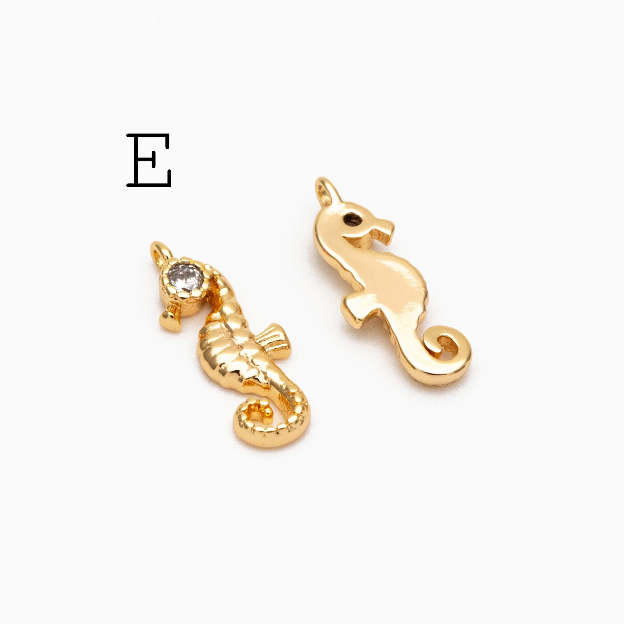4pcs CZ Pave Gold/ Silver Tiny Marine Animal Charm, Gold/ Rhodium plated Brass Ocean Charm, Earring Charm, Beach Jewelry (GB-3781)