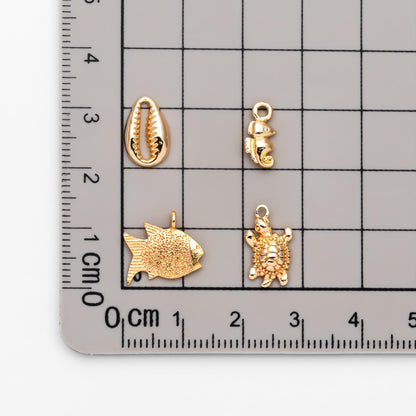 10pcs Gold Ocean Charms, 18K Gold plated Brass Beach Charms, DIY Supplies Wholesale (GB-3936)