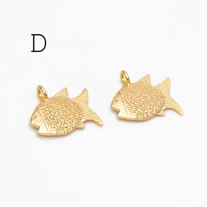 10pcs Gold Ocean Charms, 18K Gold plated Brass Beach Charms, DIY Supplies Wholesale (GB-3936)