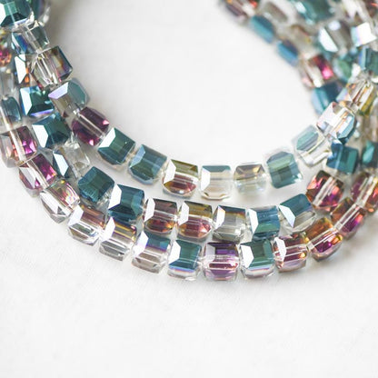 95pcs Cube Glass Crystal Faceted Beads 8mm, (#FZ-08)