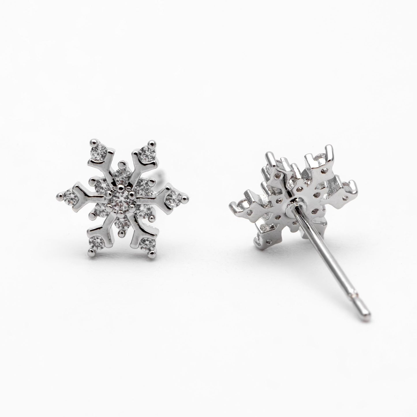 10pcs CZ Pave Gold/ Silver Snowflake Earrings, Gold/ Rhodium plated Brass, Dainty Christmas Earrings (GB-4151)