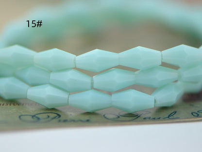 Rice Oval Faceted Crystal Glass beads 4x8mm Long Bicone Beads-(SG-04)/ 70pcs