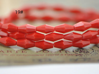 Rice Oval Faceted Crystal Glass beads 4x8mm Long Bicone Beads-(SG-04)/ 70pcs