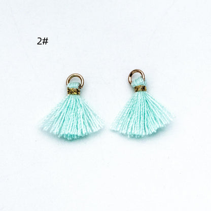 10pcs Cotton Tassel Charm Pendants 14mm, Grey (FB-031-5)