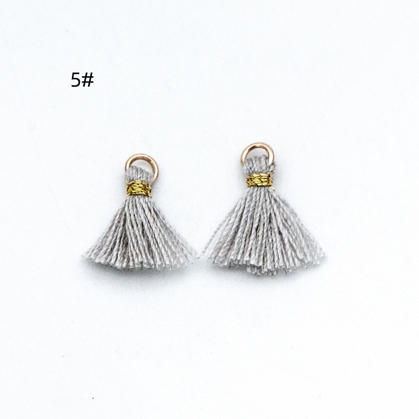 10pcs Cotton Tassel Charm Pendants 14mm, Grey (FB-031-5)