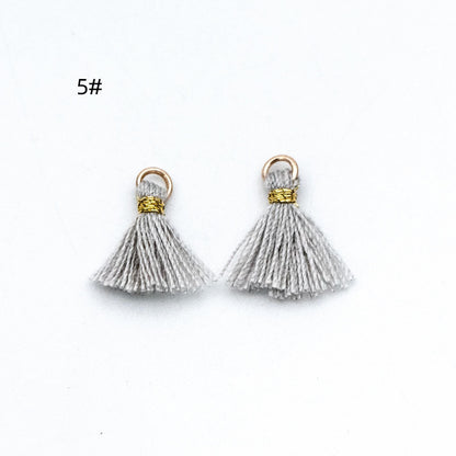10pcs Cotton Tassel Charm Pendants 14mm, Grey (FB-031-5)