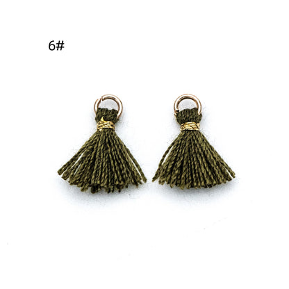 10pcs Cotton Tassel Charm Pendants 14mm, Grey (FB-031-5)