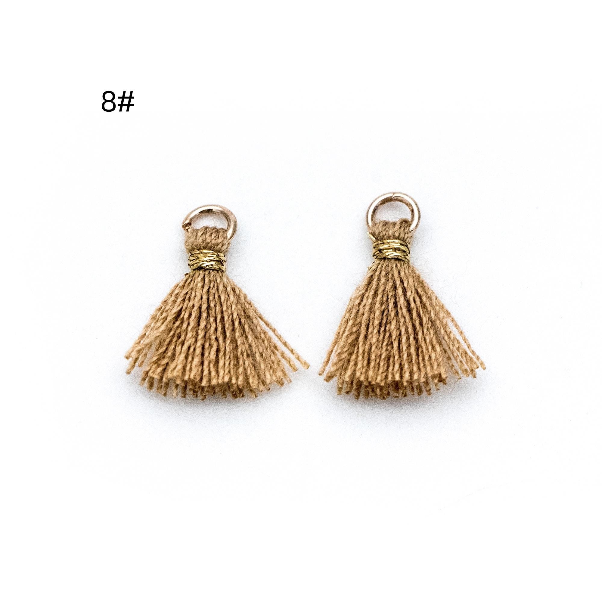 10pcs Cotton Tassel Charm Pendants 14mm, Grey (FB-031-5)