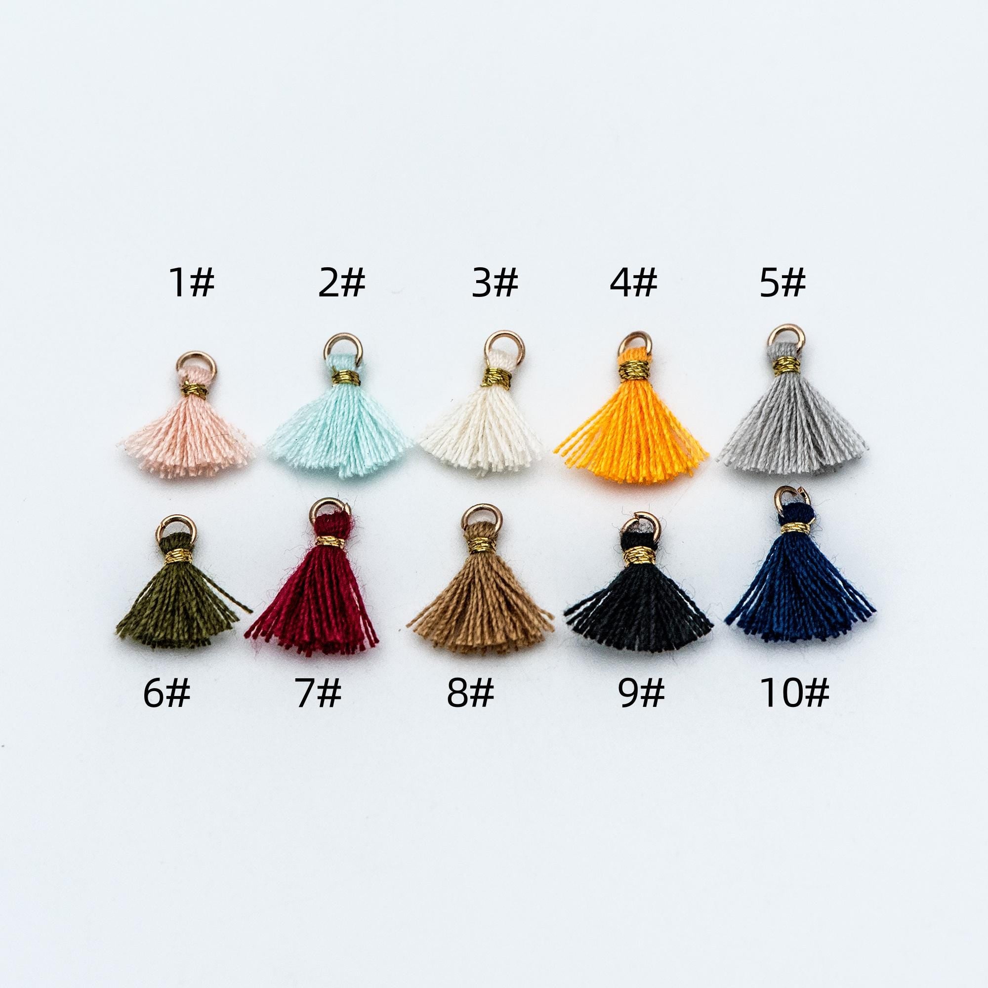 10pcs Cotton Tassel Charm Pendants 14mm, Grey (FB-031-5)
