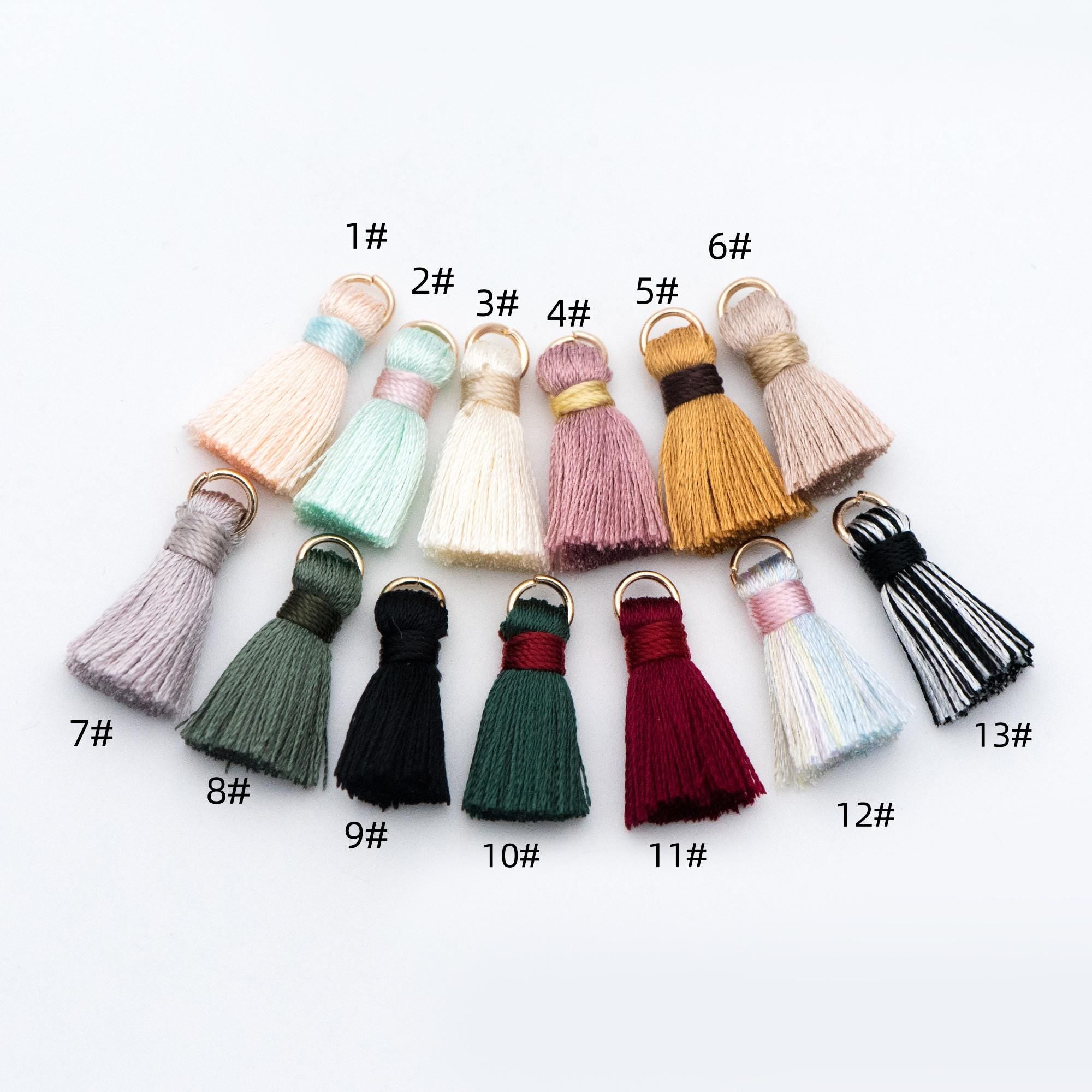 10pcs Silk Tassels, Silky Tassels Wholesale, 24mm Small Tassel Charms, (FB-032)