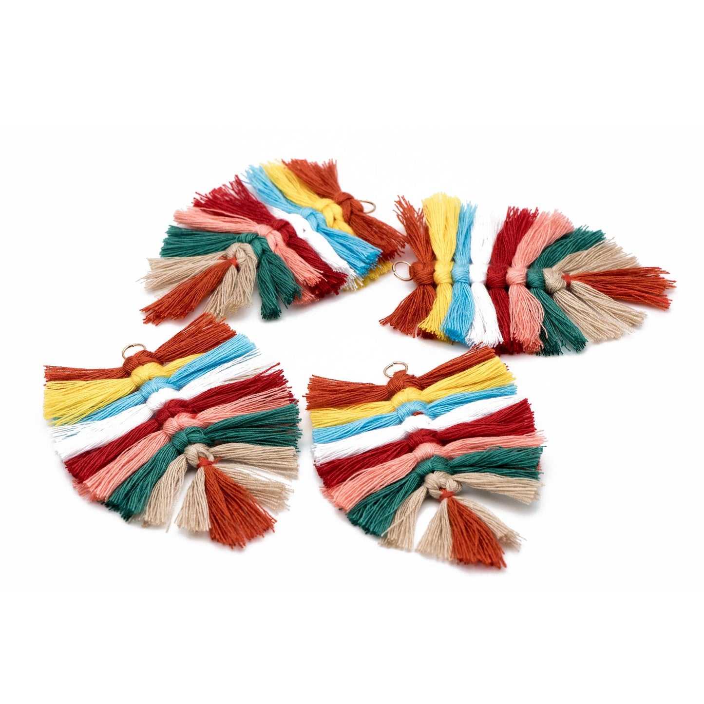 4pcs Tiered Cotton Tassels 100mm, 10 Layers Large Tassel Charms, Tassel Pendants (FB-049)
