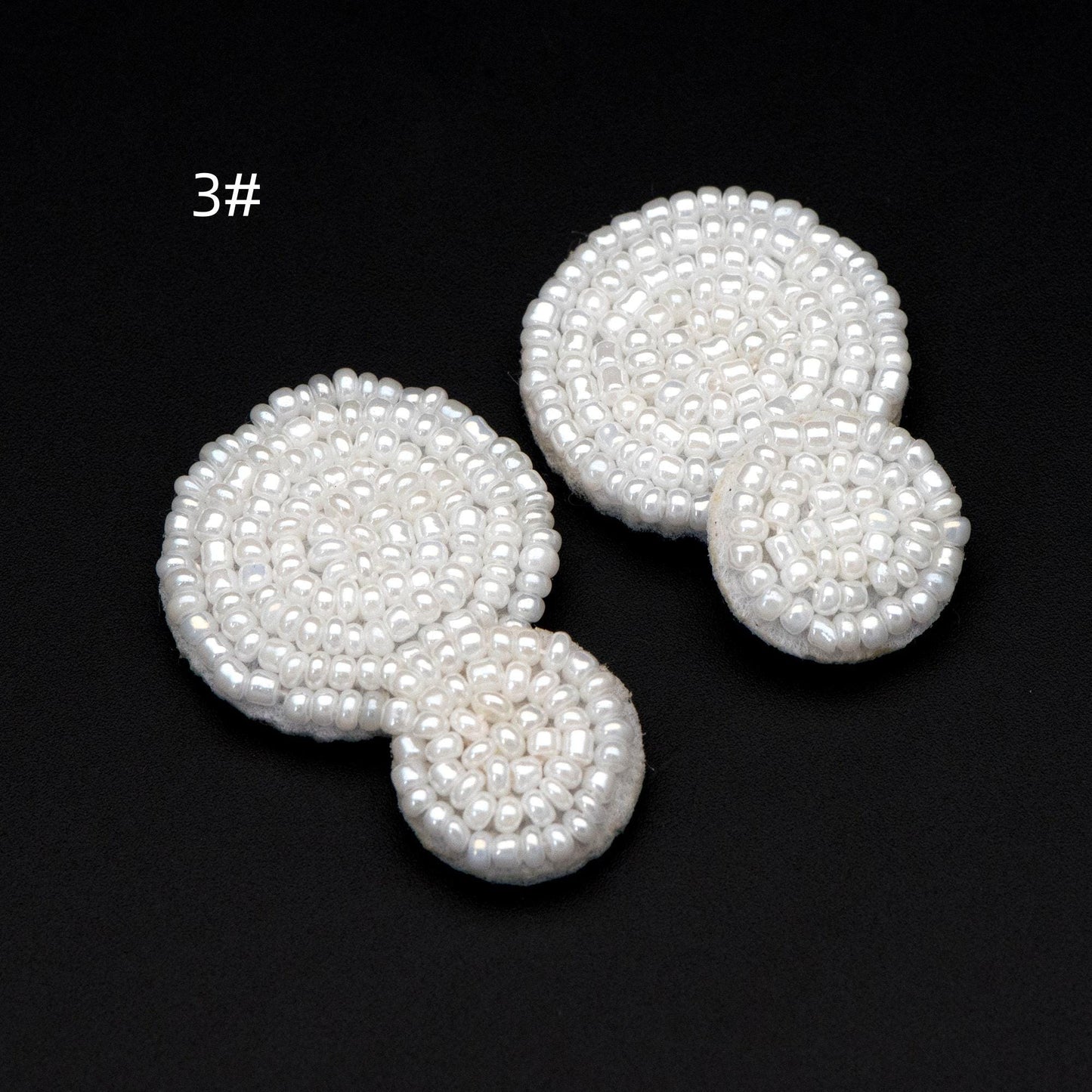 4pcs Glass Seed Beads Round Pendants 36mm, Flat Back, Beaded Hair Accessories, DIY Earring Components, (FB-052)