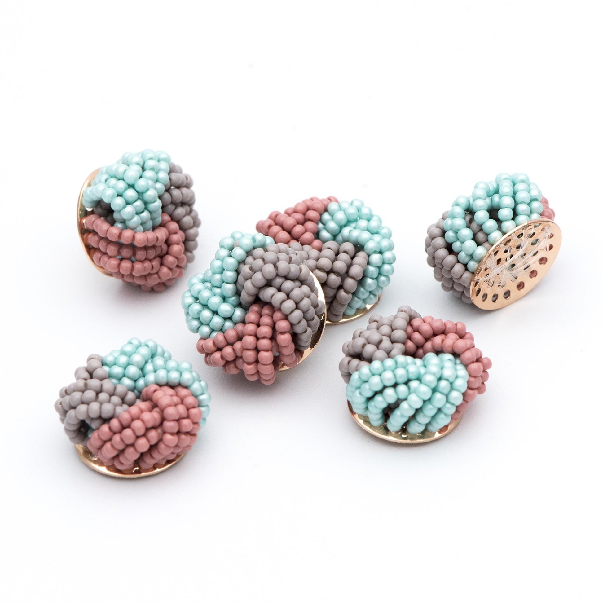 4pcs Glass Seed Beads Cluster 19x9mm, Handmade Beaded Flower Cabochons, Faux Pearl（FB-053)