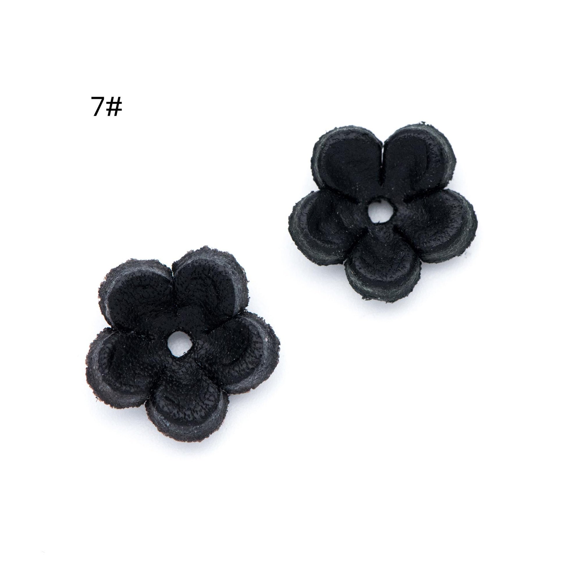 10pcs Genuine Leather Flower 12mm, Floral Leather Charm Beads, (FB-060-7)