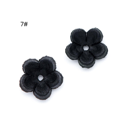 10pcs Genuine Leather Flower 12mm, Floral Leather Charm Beads, (FB-060-7)