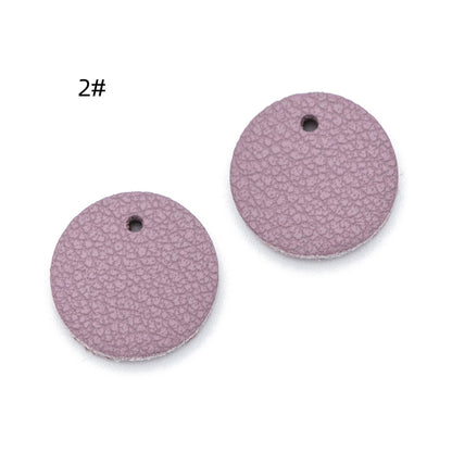 10pcs Genuine Leather Round Charms 15mm, Flat Coin Disc Geometric Pendants, DIY Components for Earrings, (FB-062)