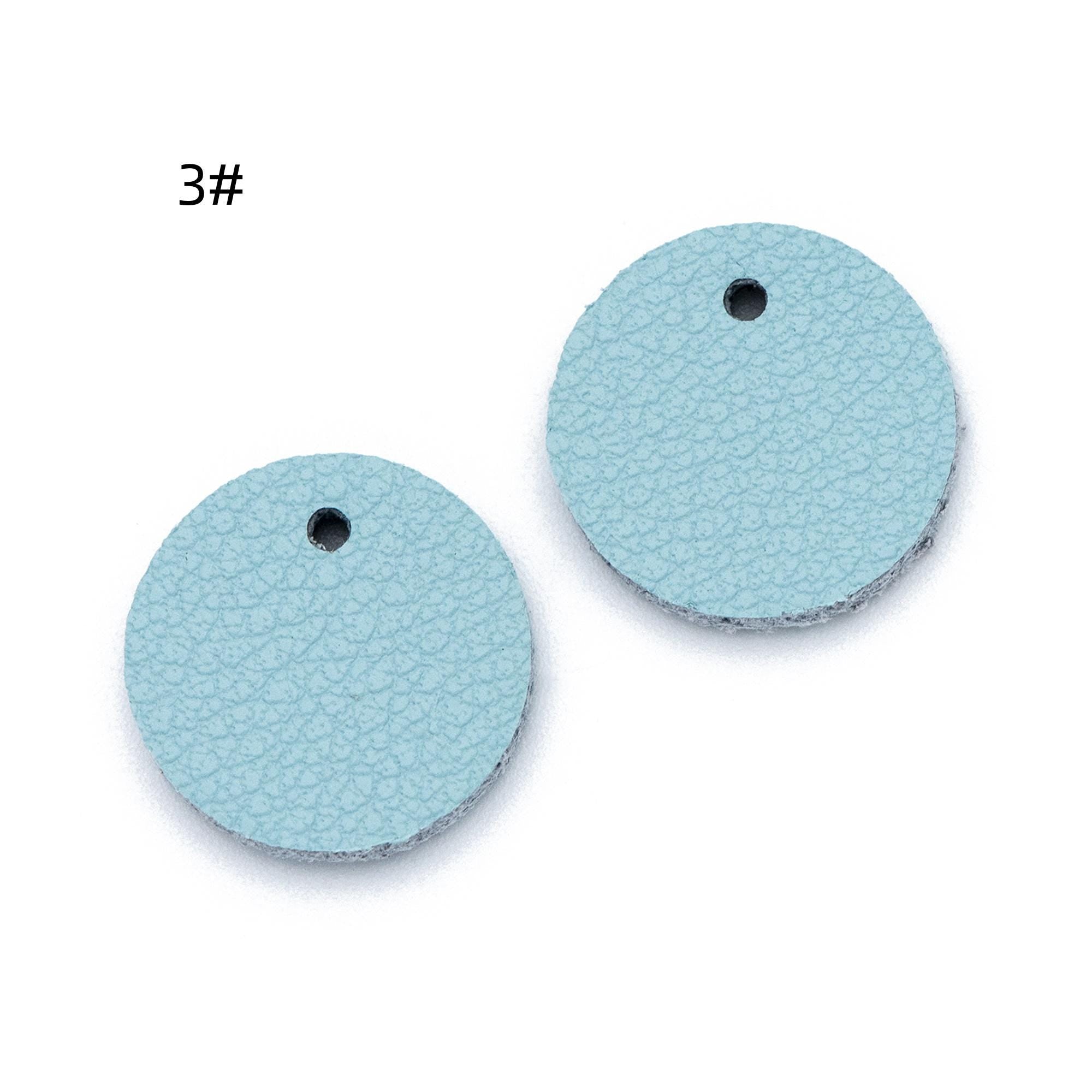 10pcs Genuine Leather Round Charms 15mm, Flat Coin Disc Geometric Pendants, DIY Components for Earrings, (FB-062)