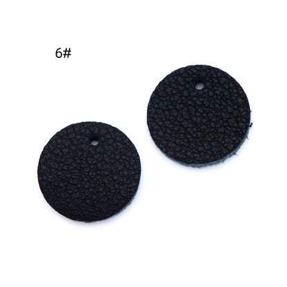 10pcs Genuine Leather Round Charms 15mm, Flat Coin Disc Geometric Pendants, DIY Components for Earrings, (FB-062)