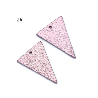 10pcs Triangle Leather Charms 35mm, Genuine Leather Geometric Pendants, (FB-064)