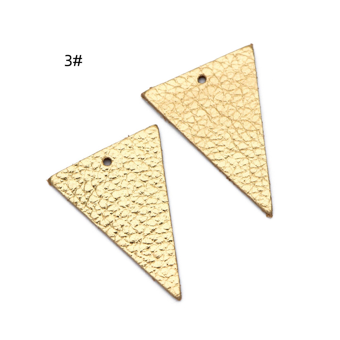 10pcs Triangle Leather Charms 35mm, Genuine Leather Geometric Pendants, (FB-064)