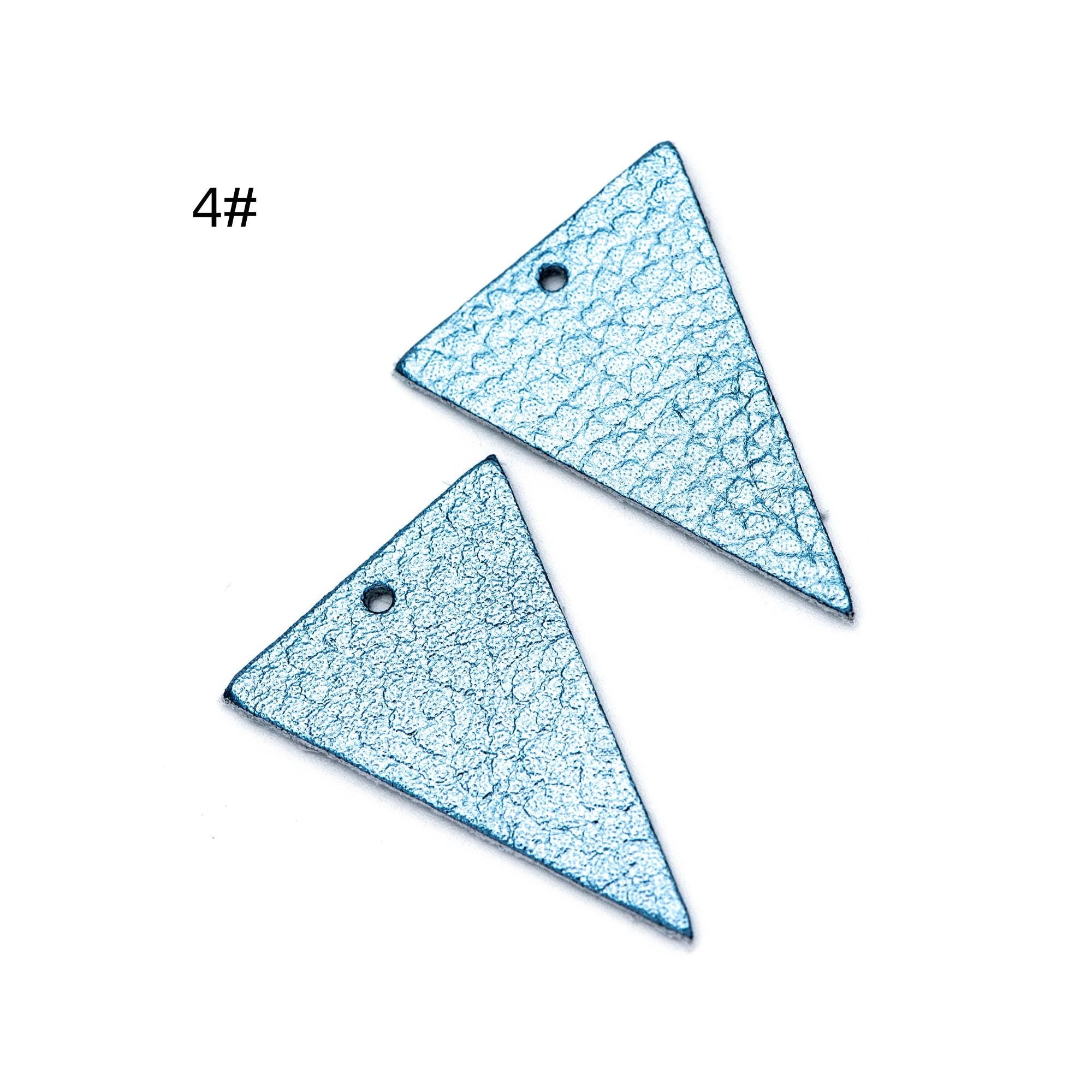 10pcs Triangle Leather Charms 35mm, Genuine Leather Geometric Pendants, (FB-064)