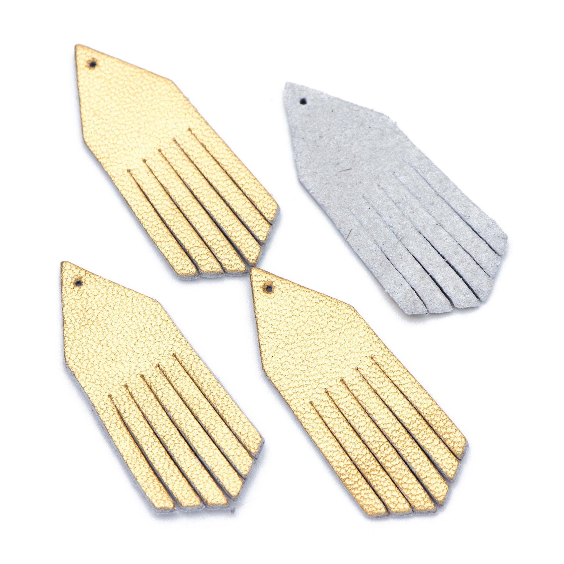 4pcs Genuine Leather Tassel Charm Pendants, Leather Earring Component Findings, (FB-065)