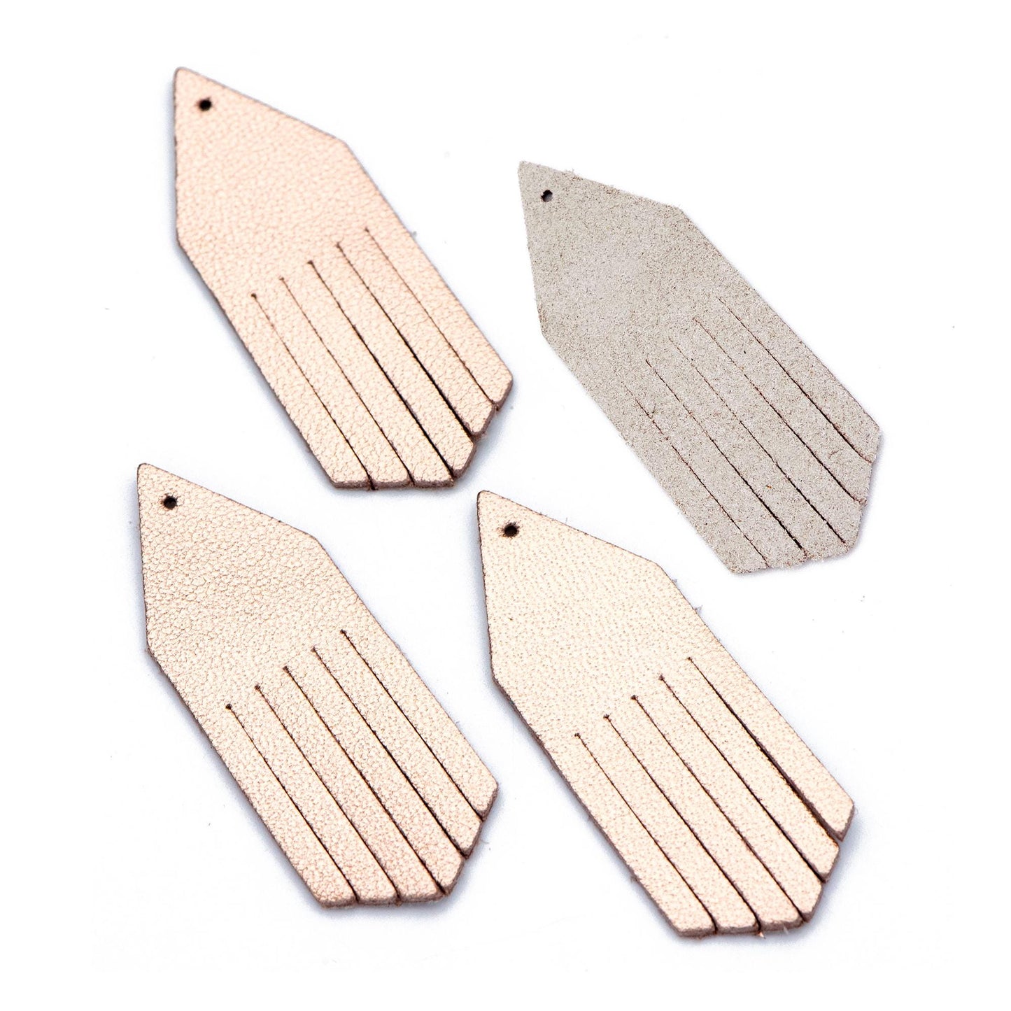 4pcs Genuine Leather Tassel Charm Pendants, Leather Earring Component Findings, (FB-065)