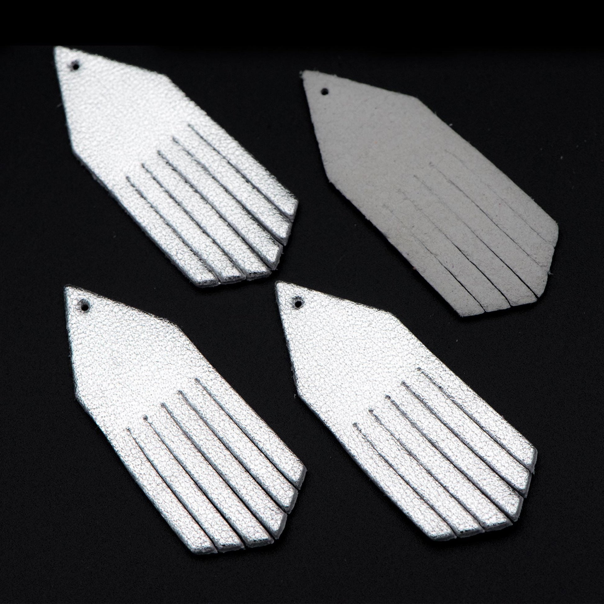 4pcs Genuine Leather Tassel Charm Pendants, Leather Earring Component Findings, (FB-065)