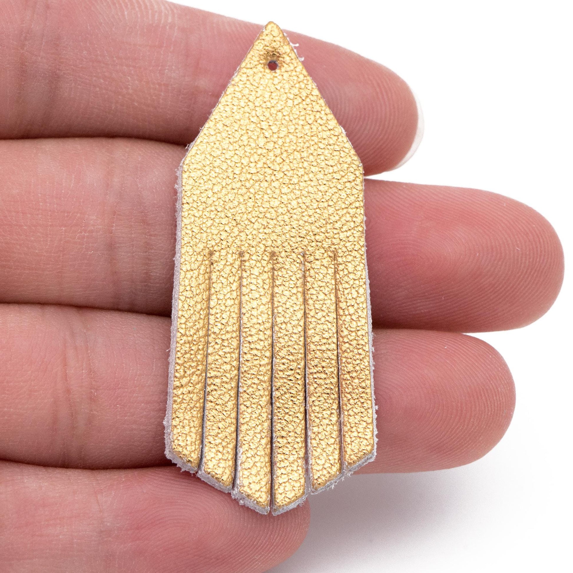 4pcs Genuine Leather Tassel Charm Pendants, Leather Earring Component Findings, (FB-065)