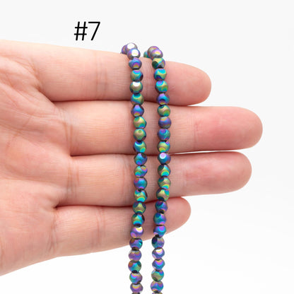 Matte Glass Faceted Round Beads 4mm, Frosted Crystal Ball Spacer Beads, (TS-100)/ 85 beads