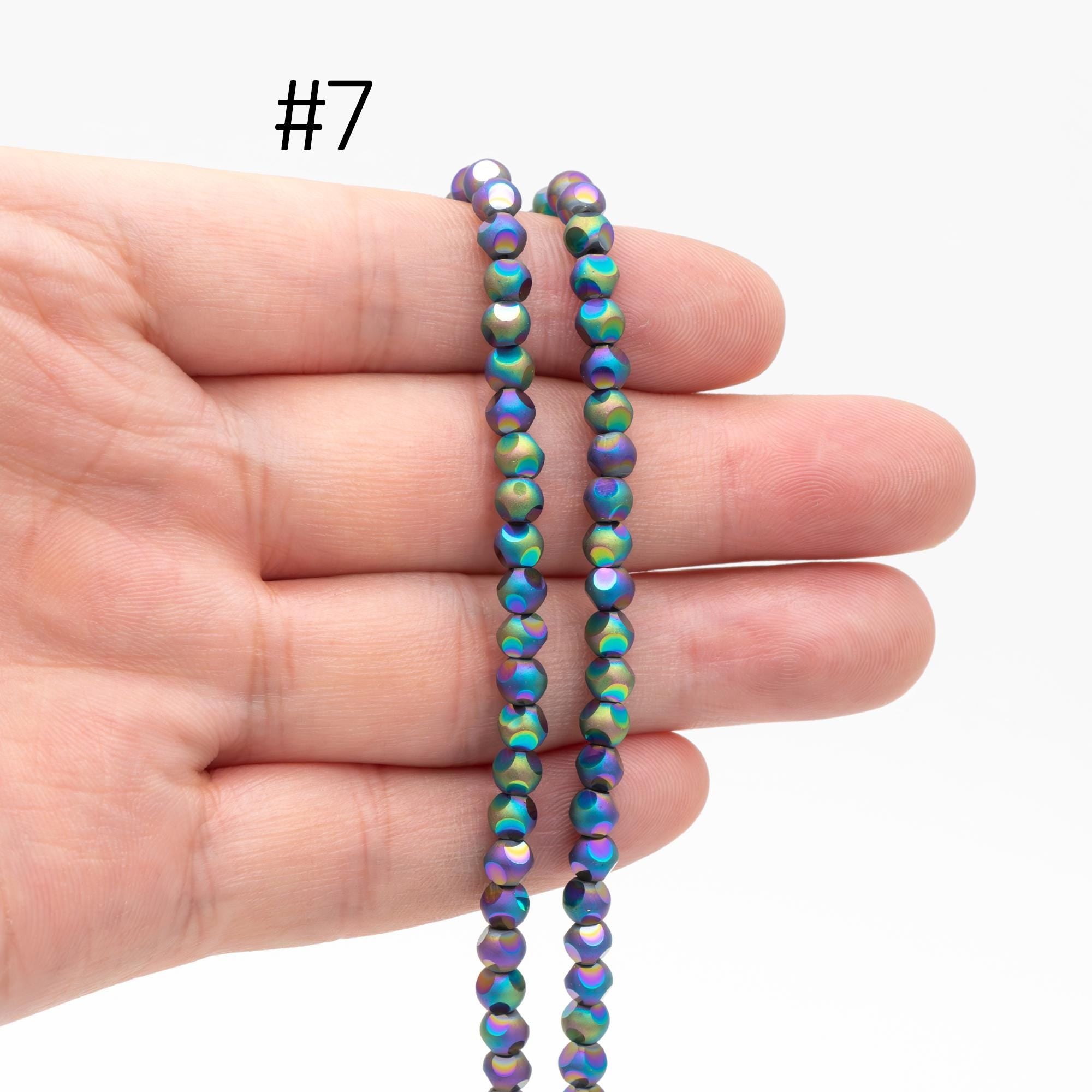 Matte Glass Faceted Round Beads 4mm, Frosted Crystal Ball Spacer Beads, (TS-100)/ 85 beads