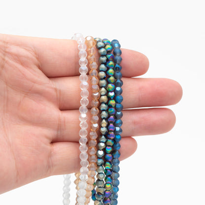 Matte Glass Faceted Round Beads 4mm, Frosted Crystal Ball Spacer Beads, (TS-100)/ 85 beads