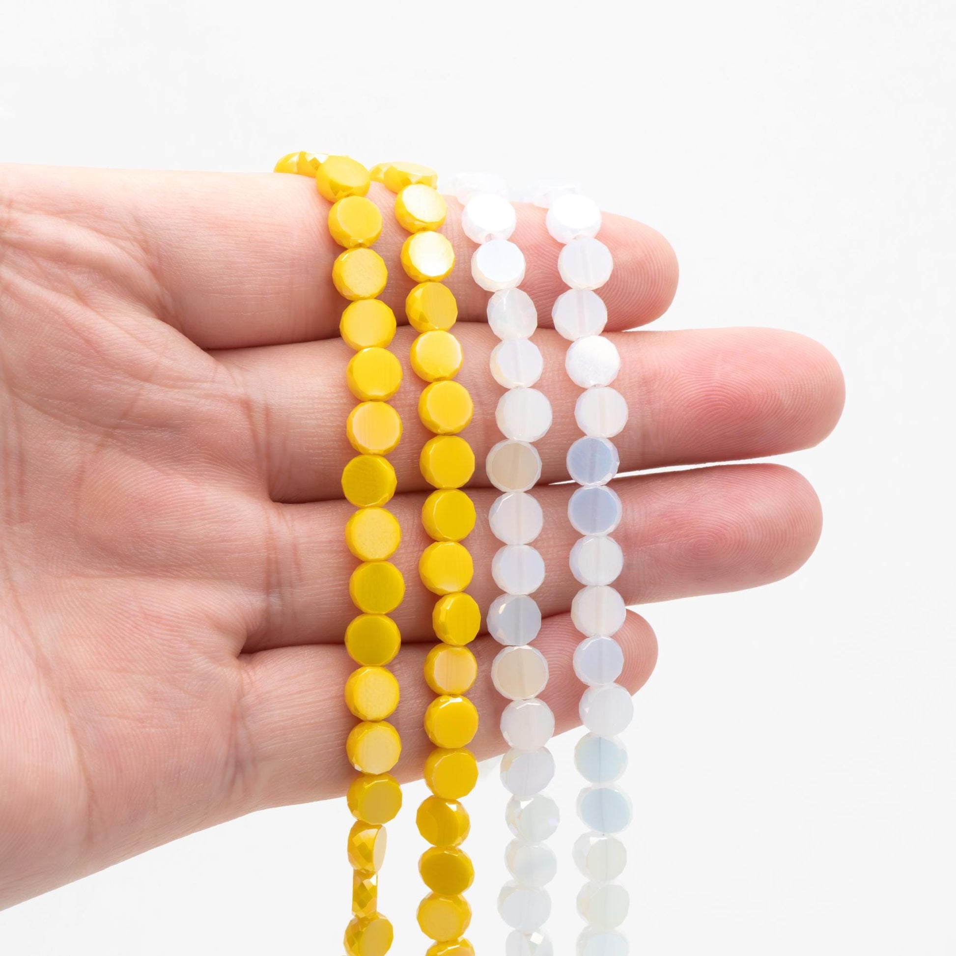 95pcs Faceted Coin Glass Beads, Crystal Round Button Beads 6mm, (TS-104)