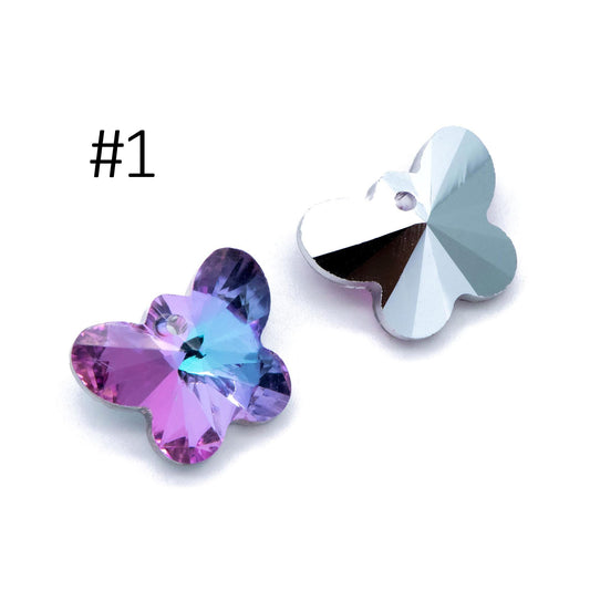 20pcs Crystal Faceted Butterfly Beads 18mm, Glass Butterfly Charm Pendants, (TS-105)